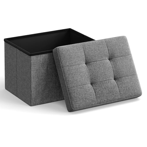 Mazie Collection - Small Folding Storage Ottoman,... (Dark Gray)