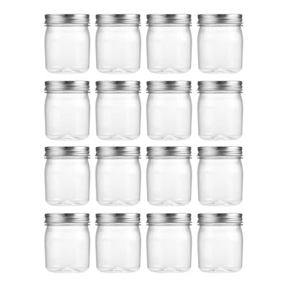 novelinks 8 oz Plastic Mason Jars and Clear Plastic Jars with Lids 8 oz