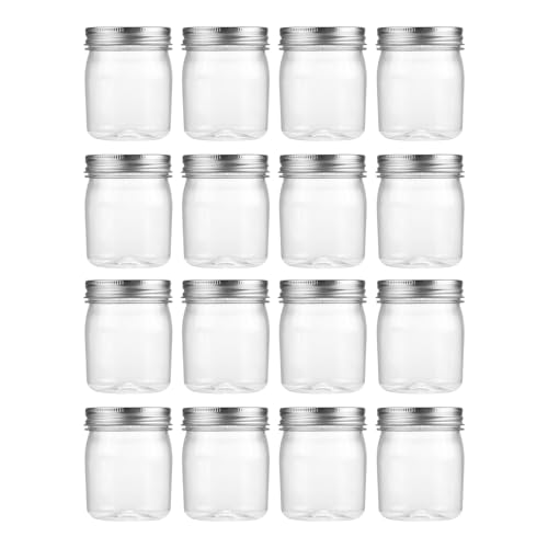 novelinks 8 oz Plastic Mason Jars and Clear Plastic Jars with Lids 8 oz