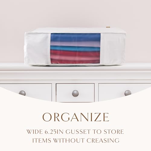 Luxury Organic Cotton Sweater and Blanket Storage Bag 20 Inch | Fits 9 Fine Knits or 2 Blankets, Breathable, Moth Proof, Garment Storage Bag For Cashmere, Certified Carbon Neutral, White