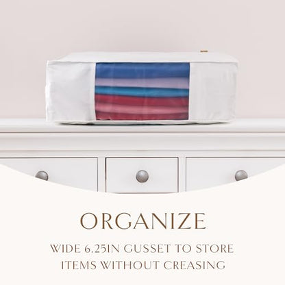 Luxury Organic Cotton Sweater and Blanket Storage Bag 20 Inch | Fits 9 Fine Knits or 2 Blankets, Breathable, Moth Proof, Garment Storage Bag For Cashmere, Certified Carbon Neutral, White