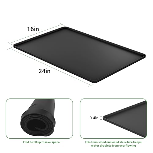 24-inch Coffee Mat - Heat Resistant Silicone for Coffee Bar & Kitchen Counter - Bar Mat for Countertops - Decor Under Espresso Machine & Makers (Black)