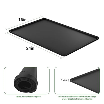 24-inch Coffee Mat - Heat Resistant Silicone for Coffee Bar & Kitchen Counter - Bar Mat for Countertops - Decor Under Espresso Machine & Makers (Black)