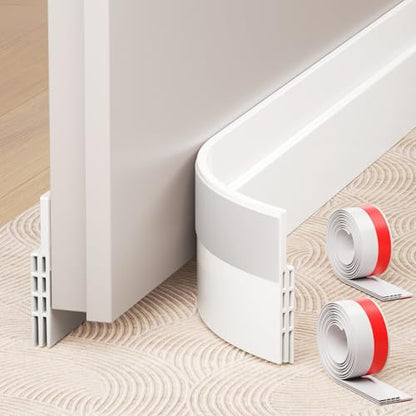 Hojoy Under Door Draft Stopper, Door Weather Stripping Door Seal, 2 Pack | Cuttable strong adhesive silicone door draft stopper for blocking air loss, noise, dust and bug with installation tips