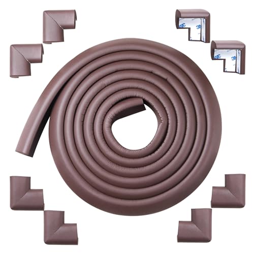 Foam Corner Protector for The Fireplace Hearths Edge and Corner Guard, with Retardant Materials Foam Safety Bumpers Baby Proofing (Coffee)
