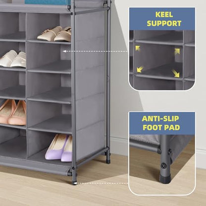 STORAGE MANIAC Stackable Shoe Cubby Organizer, Free Standing Shoe Cube Rack for Entryway, Bedroom, Apartment, Closet, 20-Cube Gray