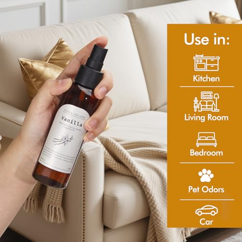 Vanilla Fragrance Room Spray, Long-Lasting Room Freshener for Home, Bathroom and Kitchen, Air Freshener Spray, Odor Eliminator, 2 x 4.06 fl oz