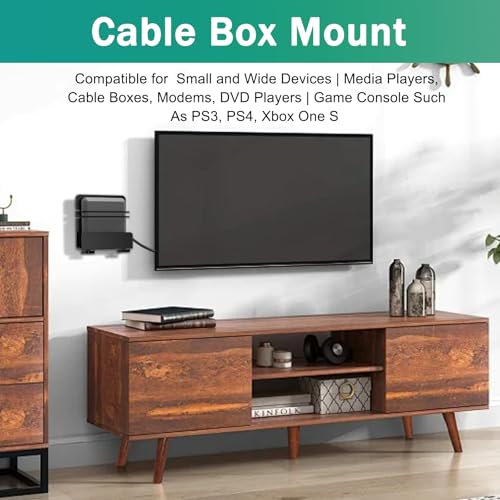 1 pcs Cable Box Mount, Adjustable Wall Mount for Small and Wide Devices | Modem Mount, Wall Mount Bracket Compatible for Cable Boxes, Modems, DVD Players,PS3, PS4, Xbox One S