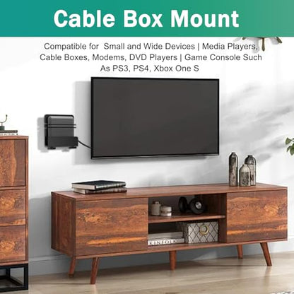 1 pcs Cable Box Mount, Adjustable Wall Mount for Small and Wide Devices | Modem Mount, Wall Mount Bracket Compatible for Cable Boxes, Modems, DVD Players,PS3, PS4, Xbox One S