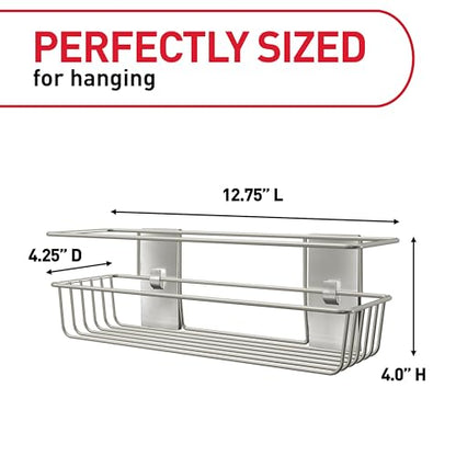 Command Shower Caddy, 1 Caddy, 4 Large Strips | Water Resistant, Damage-Free Hanging with Adhesive Strip, Ideal for Bathroom Organization, Easy Installation