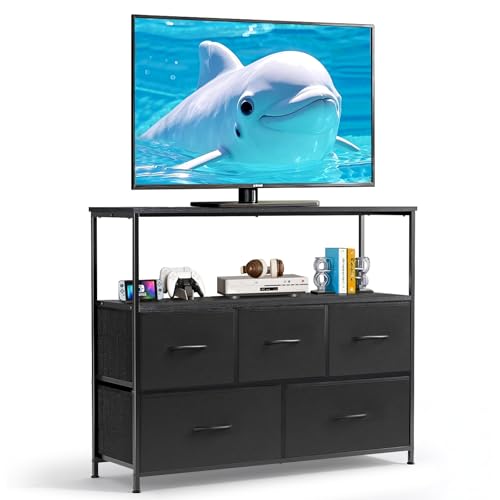 TV Stand dresser, 5 Drawers, Entertainment Center... (Black)