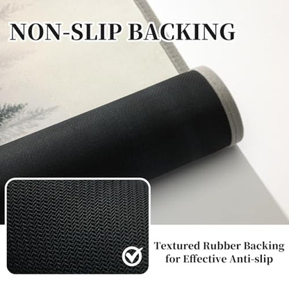 ORTIGIA Misty Forest Bathroom Rug, 16x24 Black Thin Bath Mat Doormat Floor Mat Absorbent Quick Dry Non Slip, Diatomaceous Mud Mats with Rubber Backing for Shower Tub Sink Laundry Kitchen Doorway