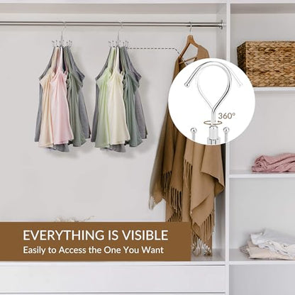 2 Pack Tank Top Hanger, Rotating Bra Organizer for Closet | Heavy-Duty Metal, Holds Up to 48 Garments, Sports Bras Holder with 16 Hooks Hanging Space-Saving Closet Organizer and Storage