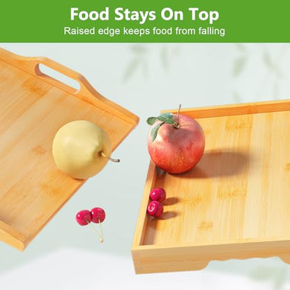 Bamboo Bed Tray Table with Folding Legs, Medium, Bamboo | Bamboo bed tray with folding legs, handles and raised edges for meals, laptops, reading and serving in bed or on a sofa.