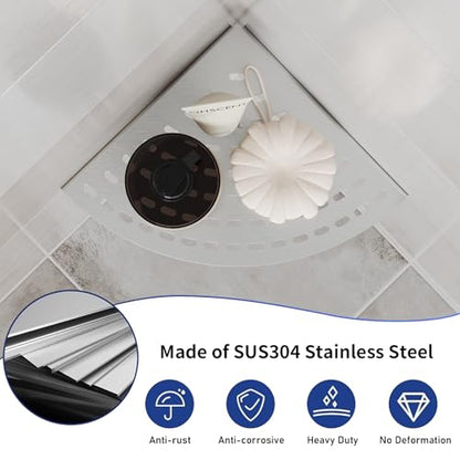 2 Pack Corner Shower Shelves 304 Stainless Steel Shower Corner Shelf Brushed Nickel Bathroom 8 in Prevent Rust Drilling Installation