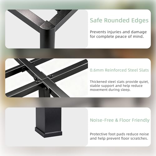 Queen Bed Frame, 18 Inch Heavy Duty Steel Platform, Noise-Free