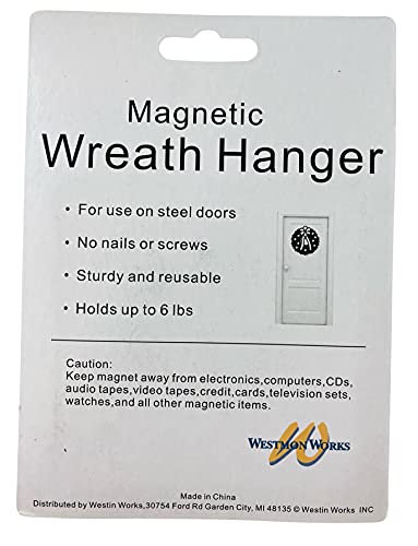 Magnetic Wreath Hanger Hook for Steel Metal Doors Indoor Outdoor Set of 2 | Heavy Duty Front Door Magnets, Holds 6 Pounds Each, Scratch Free Rubber Padded Mounting Hooks, All Weather Hanger