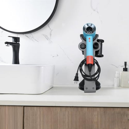 CATOOMUU Grey Hair Dryer Stand Holder for Dyson Supersonic Nural HD16 HD15 | Blow dryer accessory organizer, attachments counter storage rack, space saving bathroom vanity dock