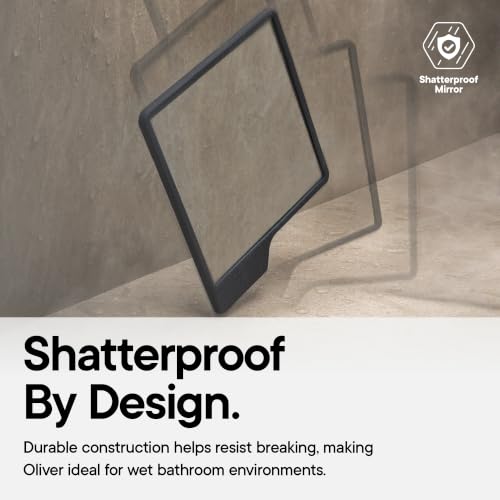 TOOLETRIES Harvey & Oliver, Shower Organizer & Shaving Mirror - Charcoal | Shower grooming station with a clear-view mirror and reusable organiser for everyday grooming.