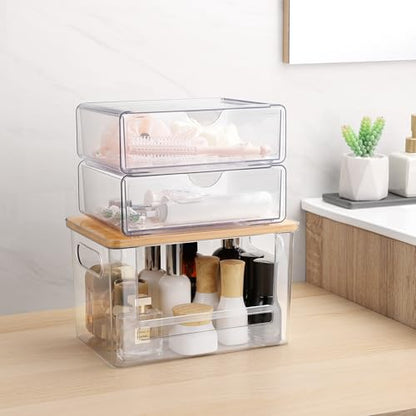 3Pcs Extra Large Laundry Room Organization and Storage, Stackable Storage Drawers, Trash Bag Holder Under Sink, Garbage Bag Dispenser Roll Holder for Vanity, Bathroom,Cabinet,Desk Organization