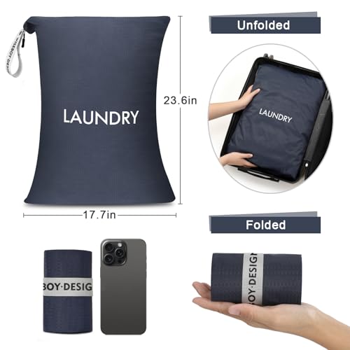WiseBoy 2 Pack Travel Laundry Bags for Dirty Clothes, Laundry Bag, Zippered | Water-Resistant Nylon Wet Dry Bag, Odor-Proof Washable Pouch for Gym, Swimming, College Dorm & Suitcase Organization