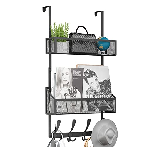 Kaiferty Over The Door Hooks Organizer, Coat Rack Over The Door Storage Hanger Towel Rack, Back of Door Storage Organizer for Bathroom,Bedroom,Kitchen,Office (Black, 3-Tier)