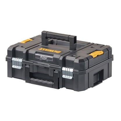 DEWALT Tool Box TSTAK II, 13 In. Flat Top Tool Storage Case, Stackable Organizer Hard Case Portable Toolbox, Heavy Duty, Holds Up To 66 lbs (DWST17807)
