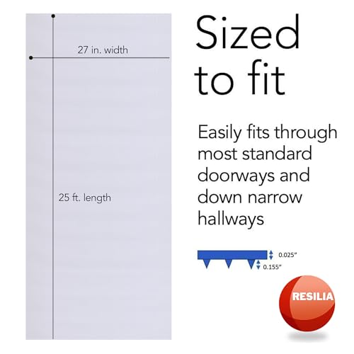 RESILIA Low-Pile Carpet Runner - Non Slip Carpet & Rug Protection, Washable Clear Vinyl Floor Runners, 27 Inches Wide x 25 Feet Long, Made in The USA