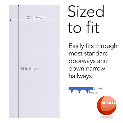 RESILIA Low-Pile Carpet Runner - Non Slip Carpet & Rug Protection, Washable Clear Vinyl Floor Runners, 27 Inches Wide x 25 Feet Long, Made in The USA