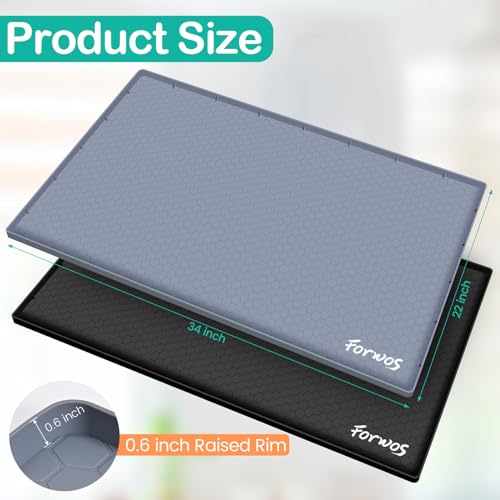 Silicone Under Sink Mat, 34"x22", Waterproof Cabinet Liner, Grey | Shelf Liner, Cabinet Protector, Home Organizer, for Kitchen, Bathroom, Multipurpose, Leak Proof, Easy Clean, Drip Tray, Clean