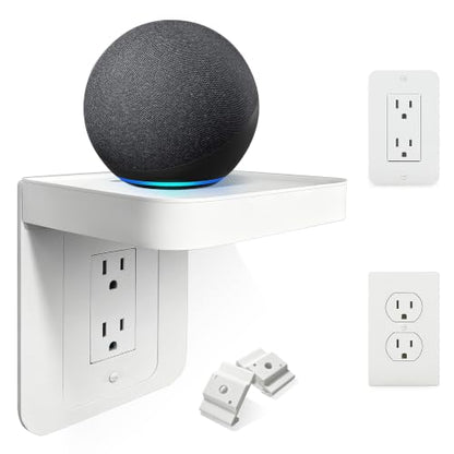 Wall Outlet Shelf for Vertical Decora and Duplex with Cord Storage, 1 Pack | Raises Toothbrushes and Small Devices Off Counters while the Built-In Cord Compartment Hides Extra Cable for a Cleaner Setup