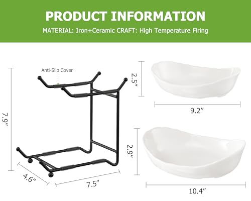 HBlife Fruit Bowl for Kitchen Counter - 2 Tier Ceramic Fruit Rack, Fruit Basket for Fresh Fruit&Veggies, Tiered Fruit Platter Serving Trays for Party
