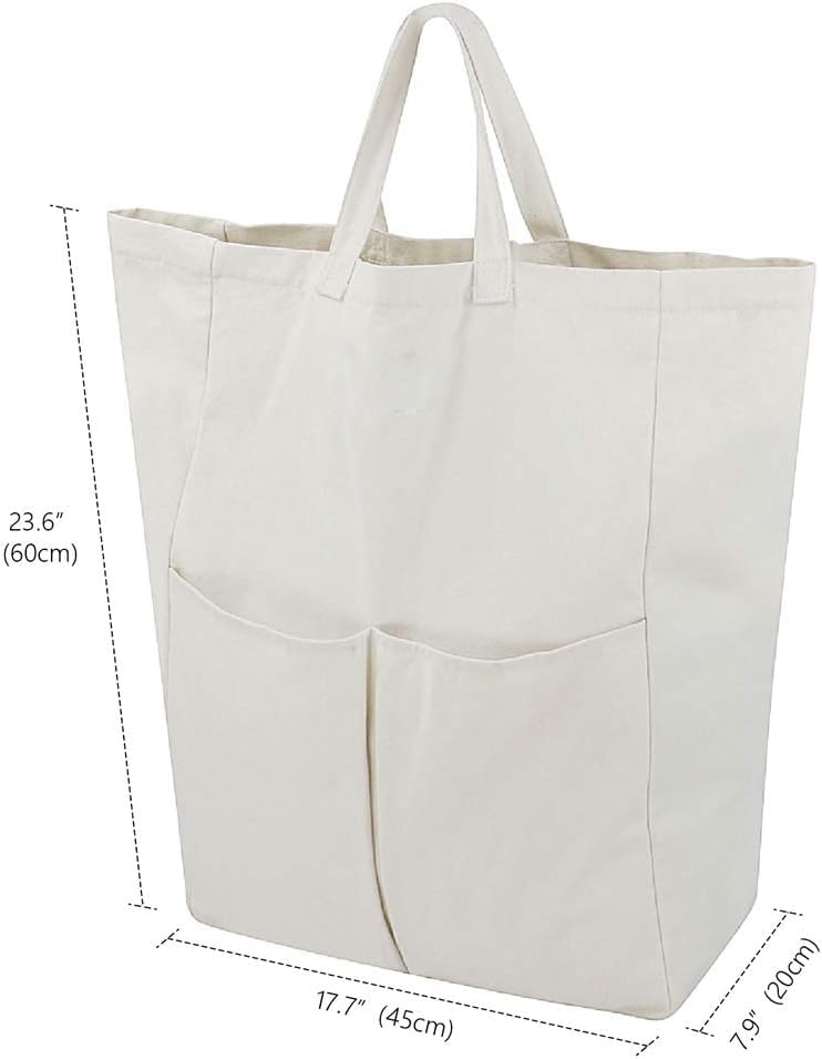 Cotton Laundry Backpack Bags, Drawstring Laundromat Bag Travel Duffel Bags | Breathable Canvas Laundry Backpack Bags with Shoulder Straps & 2 Handles, Wash in machine, Clean Store, College Dormitory