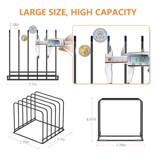Kitchen Cabinet Organizer, Steel Cookware Holder, Divided Holder with 5 Slots for Skillets Baking Tray and Chopping Board Rack - Baking Pan Holder Storage (1 PC)