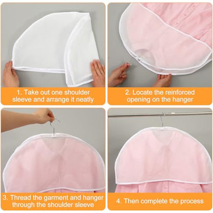 24 Pcs Garment Covers for Hanging Clothes, Shoulder Cover Breathable Garment Dust Covers Protectors With 2" Gusset for Suit, Coats, Jackets, Dress, Closet Storage, 24''W x 12"H x 2''D