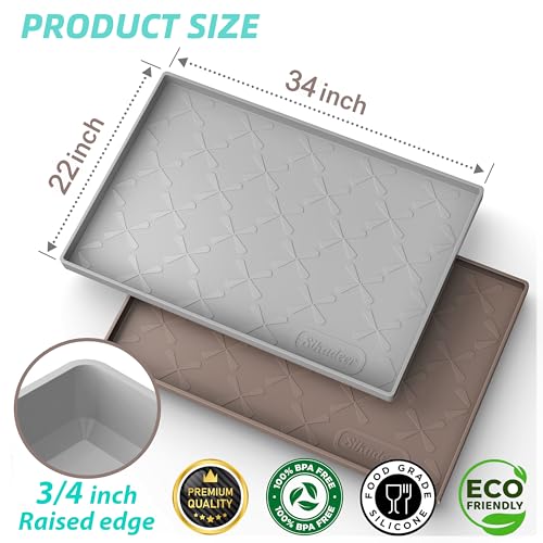 Waterproof Under Sink Mat 34" x 22", Raised Edge Silicone Mat Tray | 100% Food-Grade, Thick Shelf Liner Cabinet Protector, Kitchen, Bathroom Organizer and Storage, Pets, Boots, Home Essentials