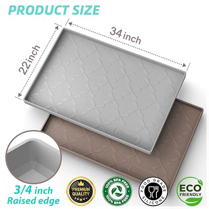Waterproof Under Sink Mat 34" x 22", Raised Edge Silicone Mat Tray | 100% Food-Grade, Thick Shelf Liner Cabinet Protector, Kitchen, Bathroom Organizer and Storage, Pets, Boots, Home Essentials