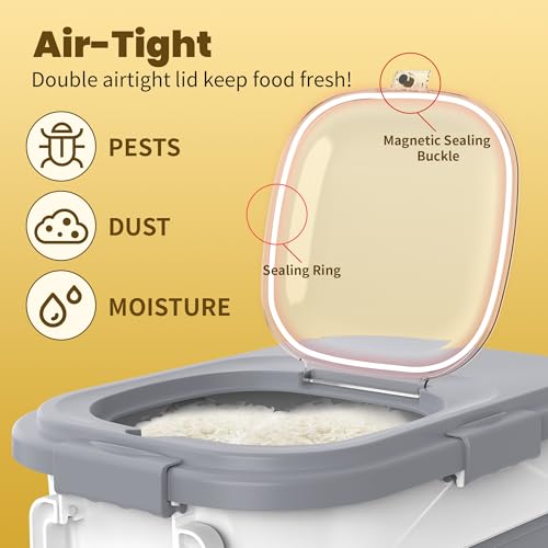 HOYTAMDA 20-30Lbs Collapsible Rice Container,Food Storage Containers Wheels