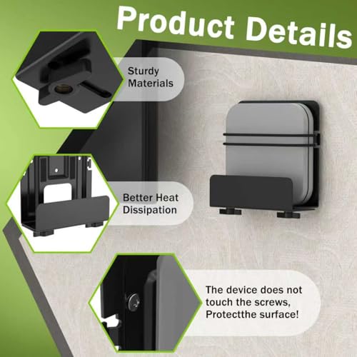 2 Pack Cable Box Mount and Modem Mount | Adjustable Wall Mount for Small and Wide Devices, Media Players, Cable Boxes, Modems, DVD Players