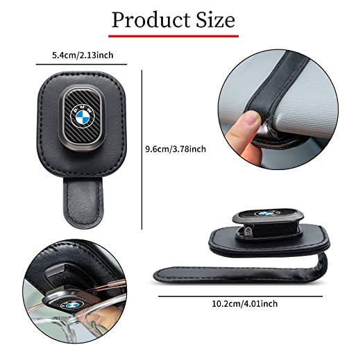 Sunglasses Holder, Leather Glasses Holders Compatible with BMW Series Car Sun Visor, Eyeglasses Hanger and Ticket Card Clip Eyeglasses Mount for Car, for Accessories, Black