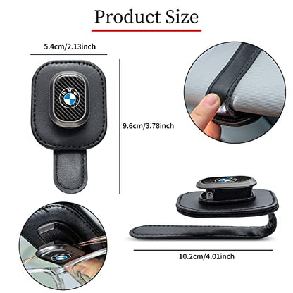 Sunglasses Holder, Leather Glasses Holders Compatible with BMW Series Car Sun Visor, Eyeglasses Hanger and Ticket Card Clip Eyeglasses Mount for Car, for Accessories, Black