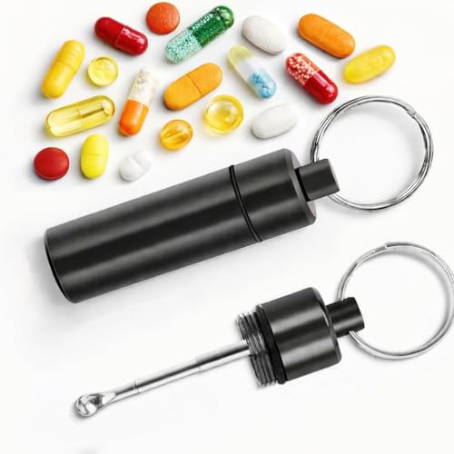 Portable Keychain Spice Jar with Adjustable Spoon,... (Black, Silver)