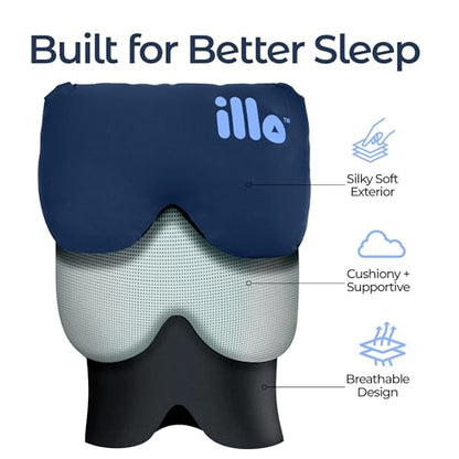 Wearable Pillow Sleep Mask | Weighted Blackout Mulberry Silk Eye Mask | Patented design for side sleepers | Soft Modal Mulberry Silk Blend | For bed naps travel airplane camping & work | Women men