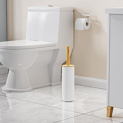 Toilet Brush, Toilet Bowl Brush and Holder Set, Bathroom Toilet Bowl Cleaner Scrub Brush Set Scrubber for Deep Cleaning, White