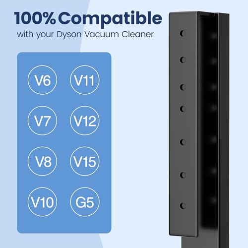 PickPiff Vacuum Stand Compatible with Dyson Gen5 V15 V12 V11 V10 V8 V7 V6, Freestanding Metal Vacuum Holder, Holds 8 Attachments, Weighted Anti-Tip Base, Space-Saving Storage Rack