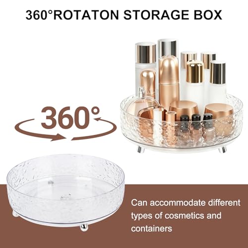 Dezzer 360° Rotating Makeup Organizer, 11" Clear Perfume Organizer Turntable Lazy Susan for Vanity, Pantry, Bathroom Counter, Cabinet, Spinning Cosmetic Storage Holder for Skincare, Perfume, Lotions