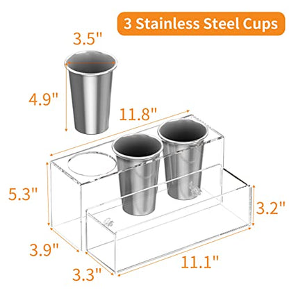 NIUBEE Acrylic Hair Tool Organizer,Hair Blow Dryer Holder with 3 Cups,Clear | Acrylic Hot Tools Organizer,Hair Organizer Storage Countertop,Blow Dryer Holder for Curling Iron,Brush, Straightener,Bathroom