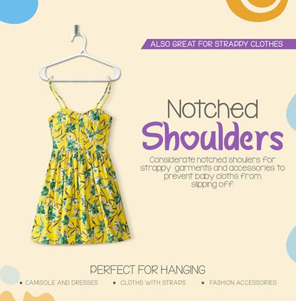 Utopia Home Kids Hangers 60 Pack – 11 Inch Non-Slip Baby Hangers White | Non-slip shoulder grooves | Strap hooks | Pants bar | Ideal for children's & infant clothes