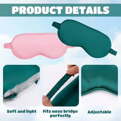 50 Pcs Silk Sleep Mask Blackout for Women Men, Adjustable Comfortable Eye Cover Blindfold No Pressure for Sleeping, Travel, Napping, 5 Colors(Classic Color)