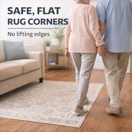 Corner Rug Grippers 12 Pack, Non Slip for Hardwood Tile Laminate, Reusable Adhesive